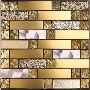 Mozaiki Backsplash na sprzedaż Mozaika Gold Metal Art