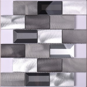 Lekka / ciemnoszara aluminiowa szklana płytka kuchenna z backsplash