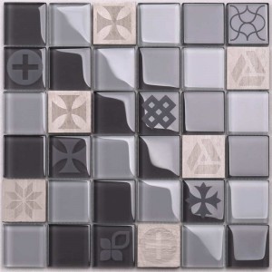 HSP08 Bathroom Dark Grey Sand Blast Wykończona marmurem Mix Mix Glass Mosaic