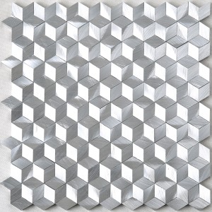 Płytka mozaikowa sześciokątna z efektem brylantowym, srebrno-biała, aluminiowa do ściany dekoracyjnej