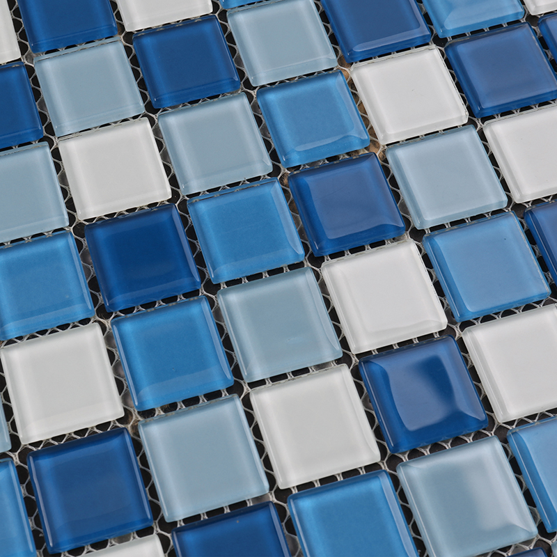 Konkurencyjna cena Mozaika ze szkła kryształowego Tanie płytki basenowe Niebieskie