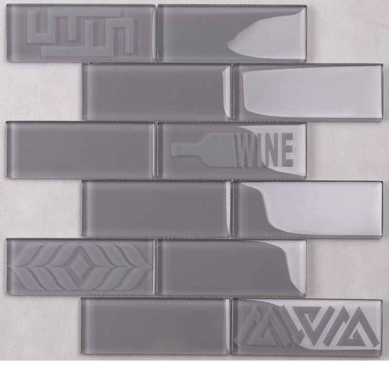 HSP53 Hot Sale Kuchnia Wzór łazienki Glass Brick Mosaic Subway Tile Gray