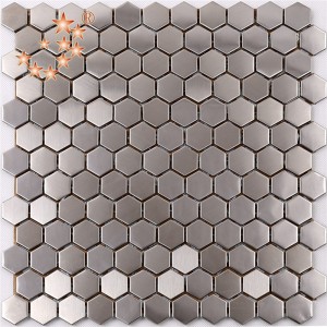 SA16 Premium Wysokiej jakości sześciokątna mozaika kuchenna ze stali nierdzewnej z metalową mozaiką z tyłu
